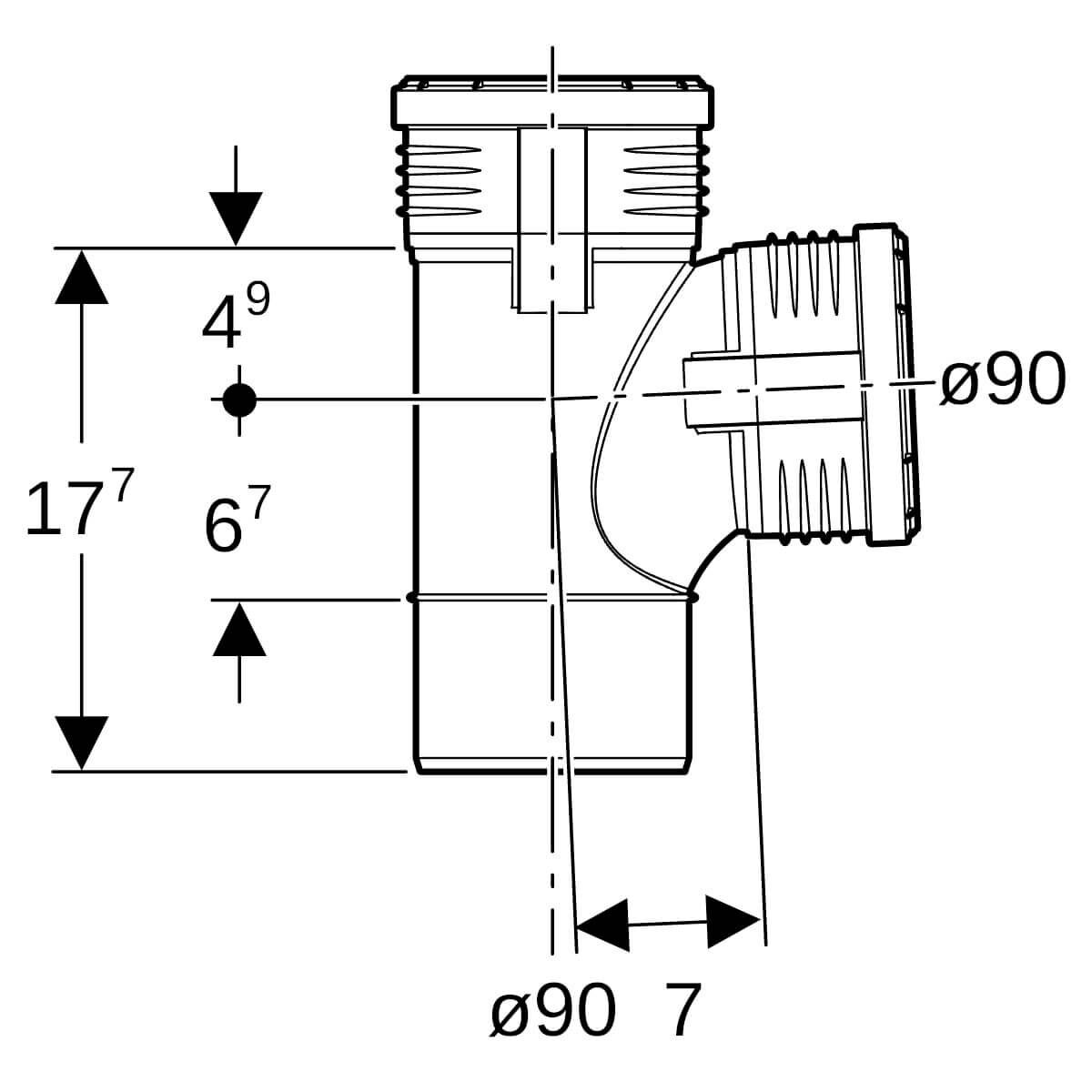 Geberit Bogenabzweig Silent PP DN 90/90 87,5° mit Innenradius