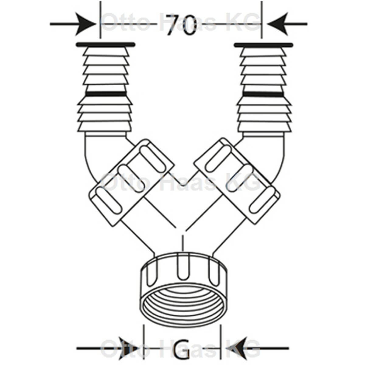 Haas Kombi-Doppel-Geräteanschlusstülle 1" und 3/4" weiß