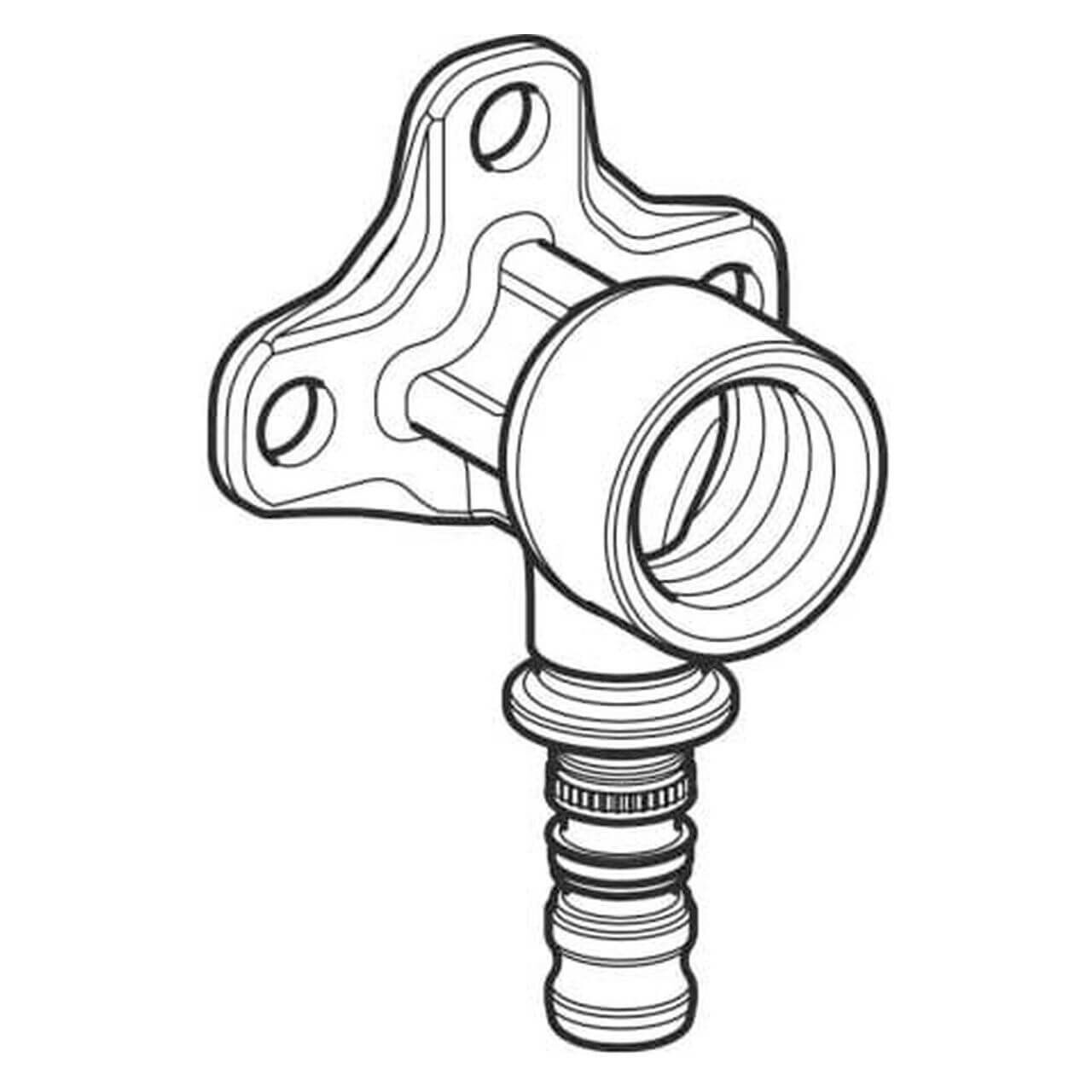 Geberit Anschlusswinkel Mepla Ø 16 mm x Rp 1/2 x 36 mm 90° Rotguss