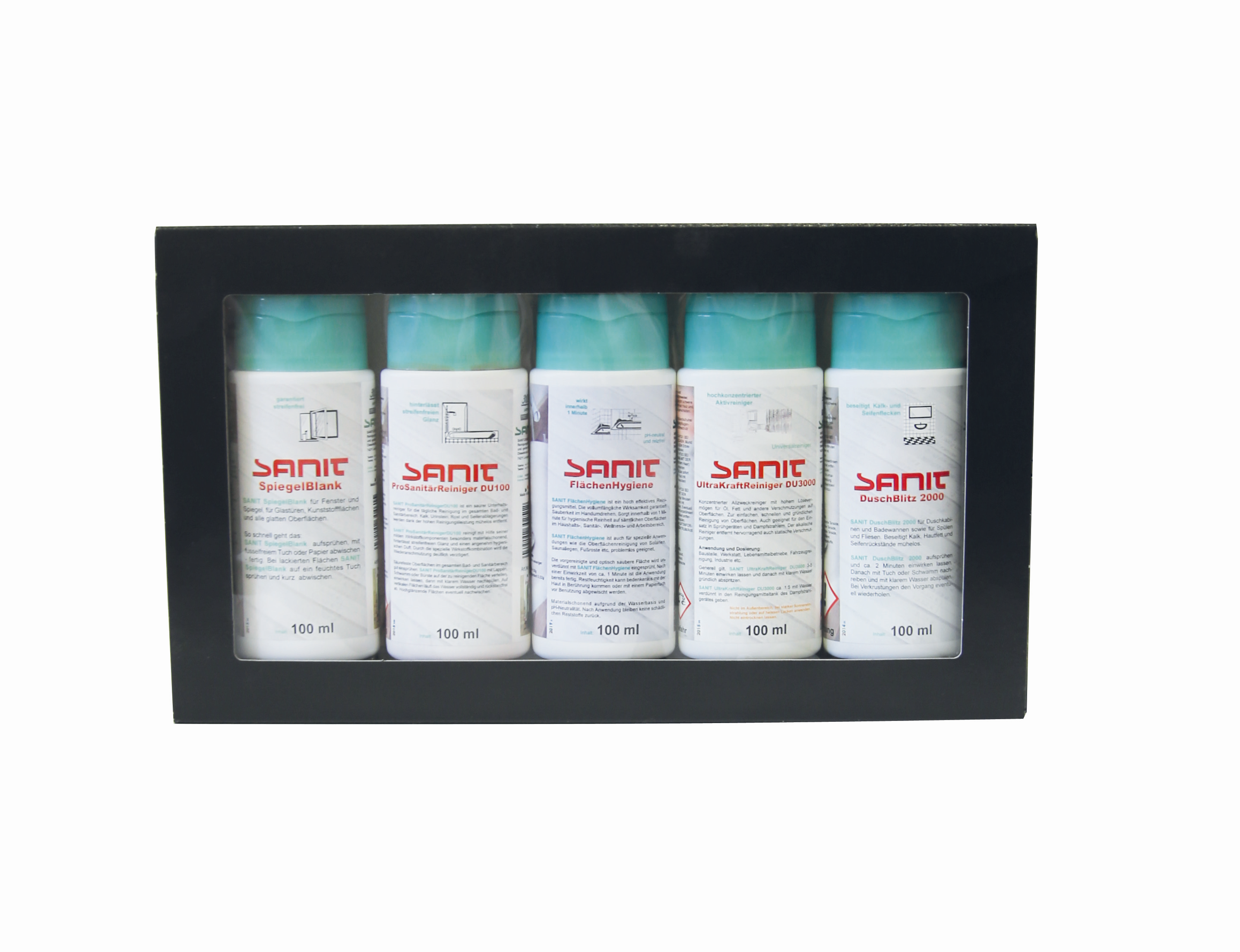 Sanit Pflege-Set 1 Karton mit 5 Reinigern à 100 ml
