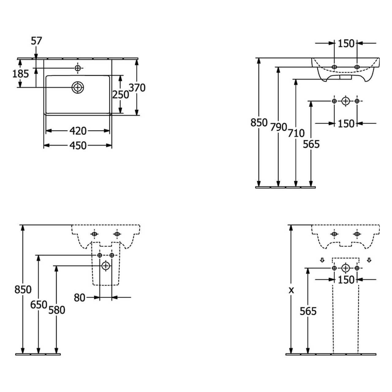 Villeroy & Boch Handwaschbecken Avento 45x37 cm Weiß