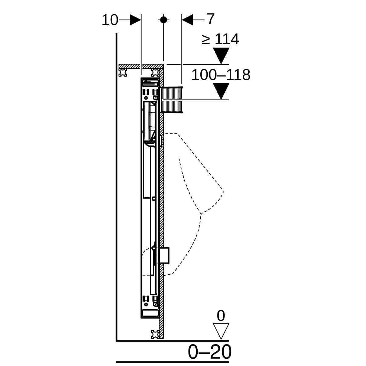 Geberit Urinal-Element GIS 114 cm universell verzinkt