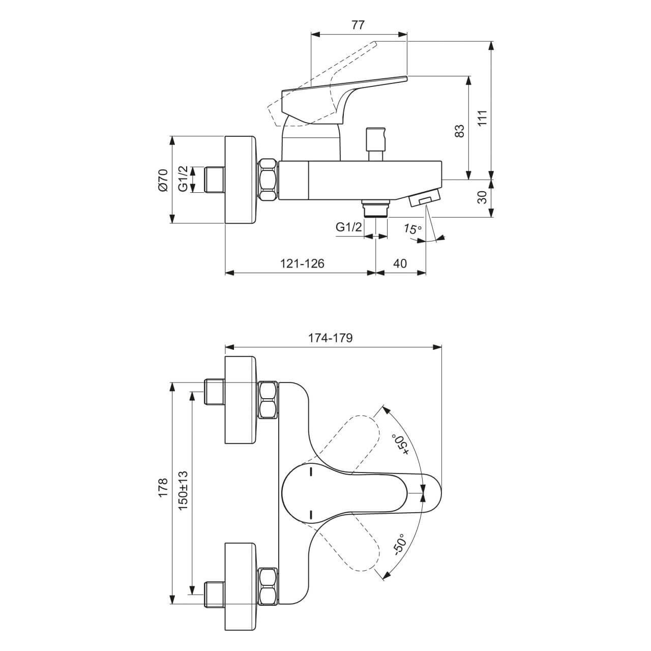 Ideal Standard Badewannenarmatur Cerabase Chrom