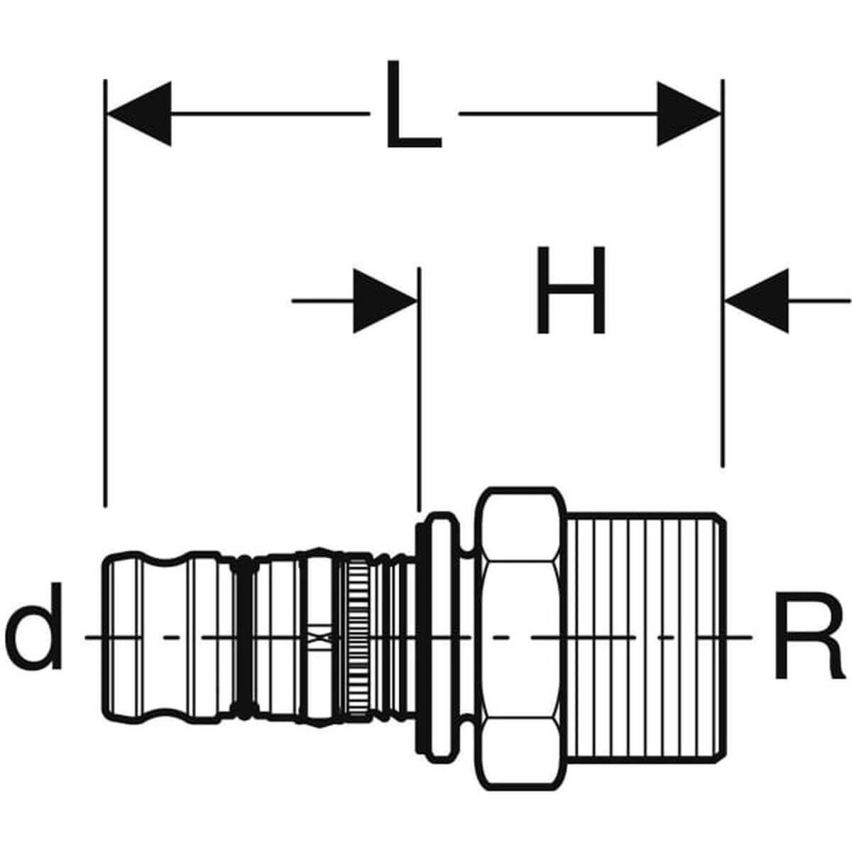 Geberit Übergang Mepla Ø 20 mm x R 3/4 mit AG Rotguss