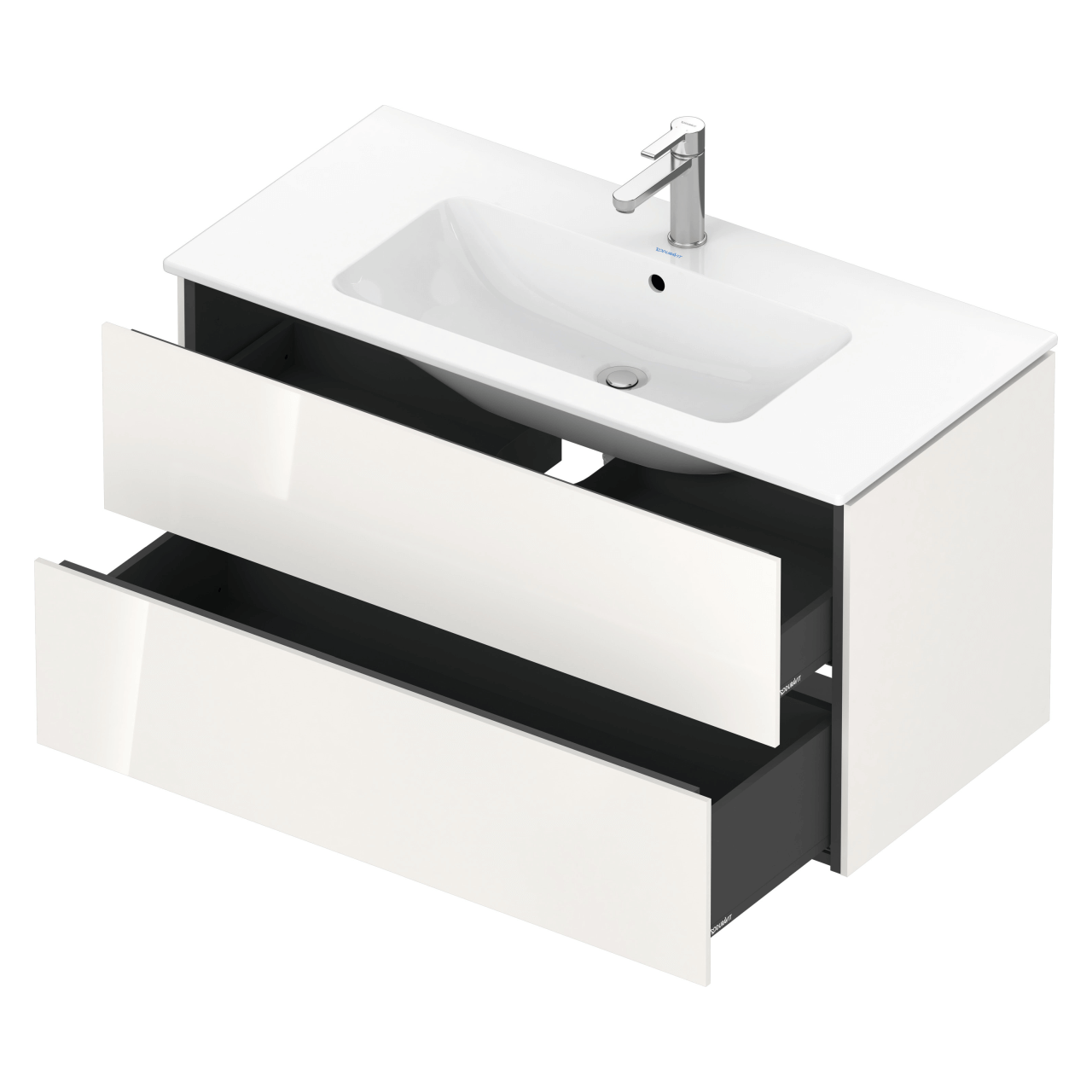 Duravit Waschtischunterschrank L-Cube 102 cm Weiß Hochglanz 2 Schubkästen wandhängend (LC624202222)