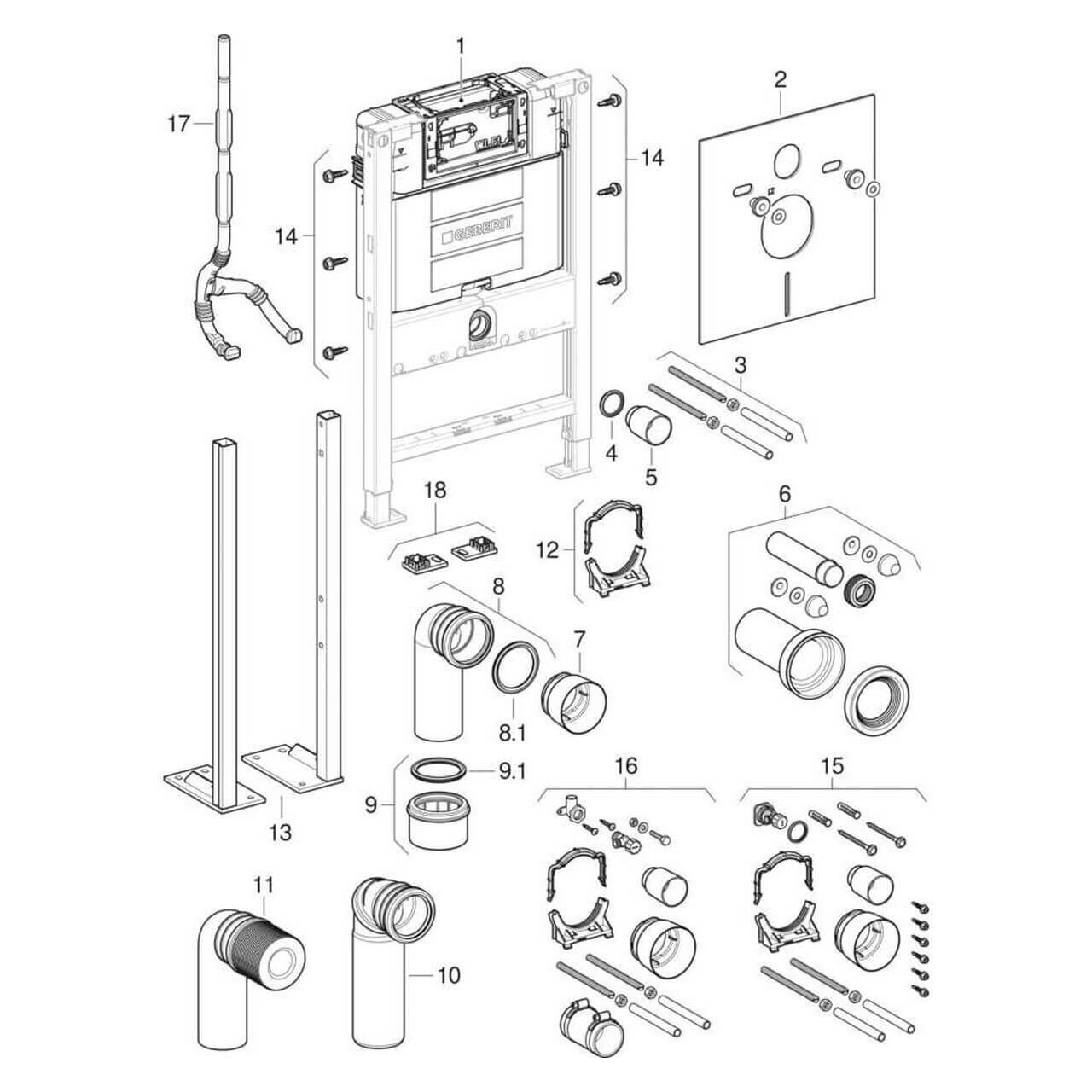 Geberit Wand-WC-Element Duofix BH 82 cm