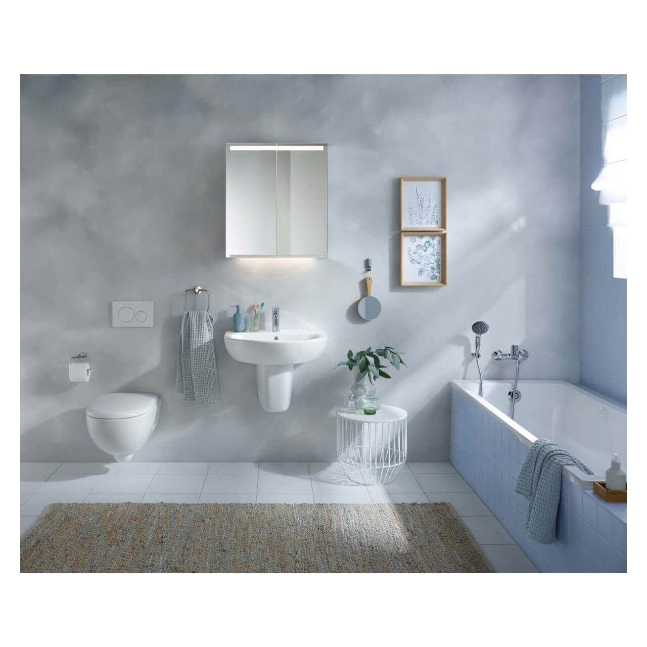 Geberit Waschtisch Renova 60 x 48 cm weiß mit Hahnloch und Überlauf
