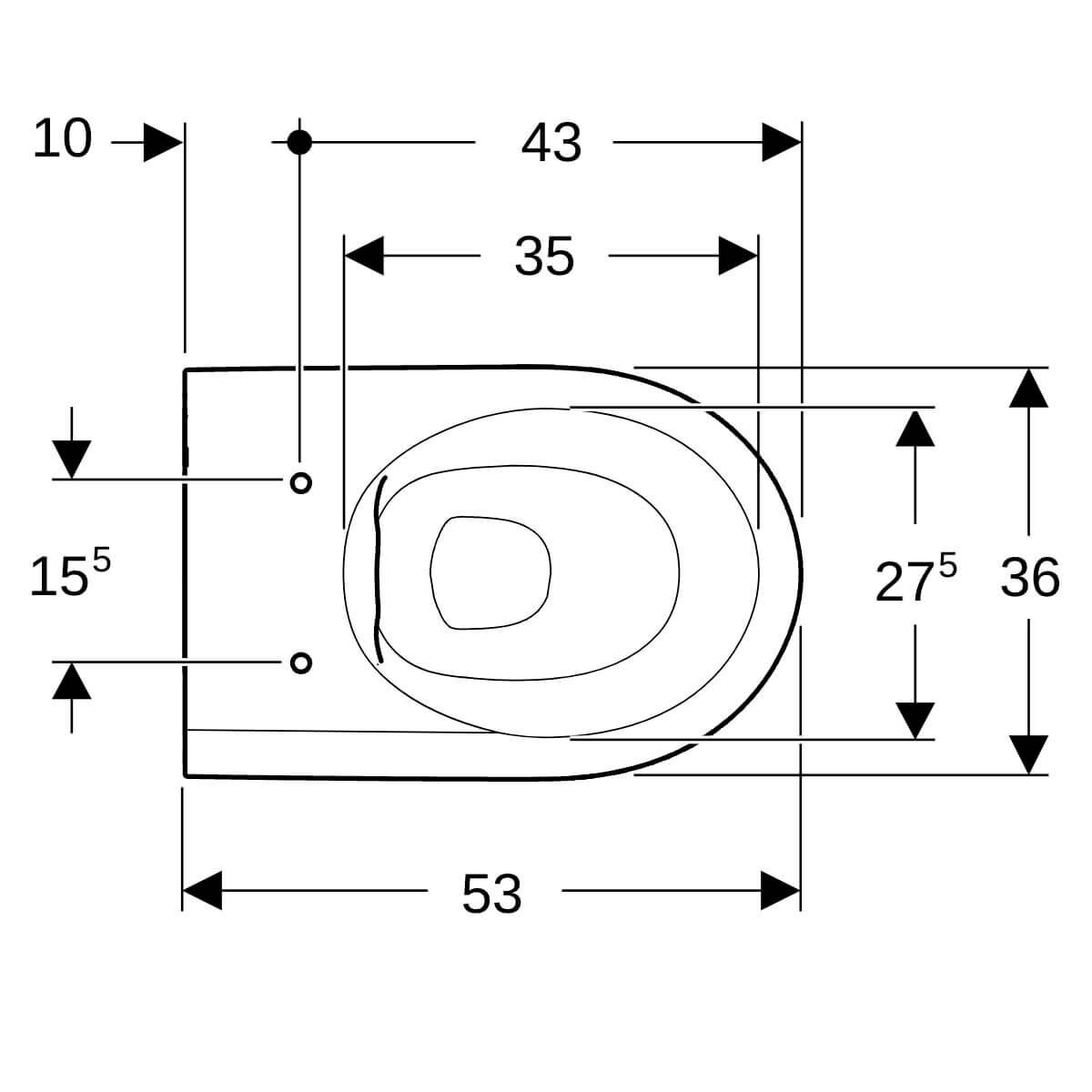 Geberit Wand-Tiefspül-WC iCon 35 5x53 cm rimfree weiß KeraTect