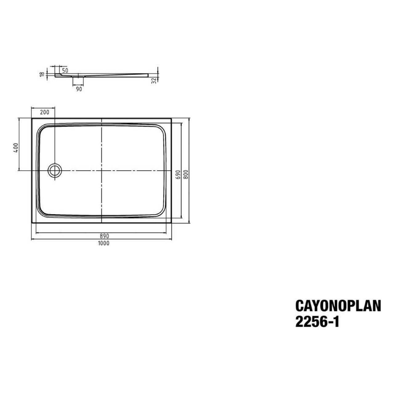 Kaldewei Duschwanne Cayonoplan 80x100x1,8 cm Weiß