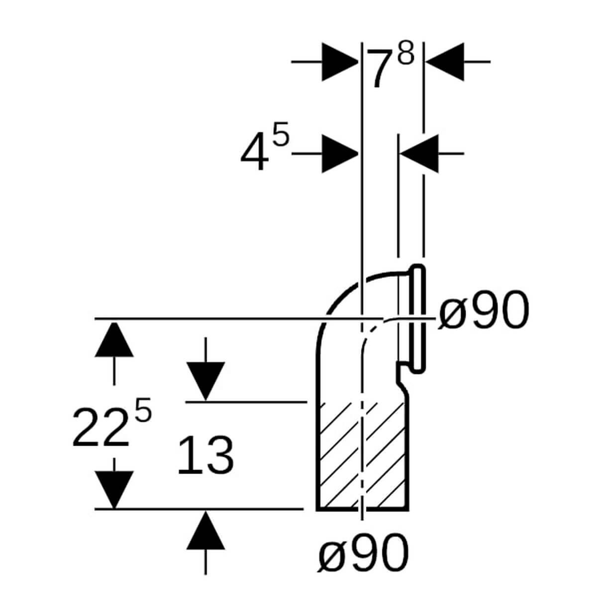 Geberit Anschlussbogen PE DN 90/90 90° PE-HD für Wand-WC
