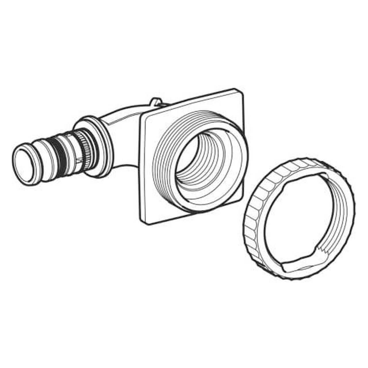 Geberit Anschlusswinkel Mepla 16 mm x Rp 1/2 90° für UP-Spülkasten Rotguss