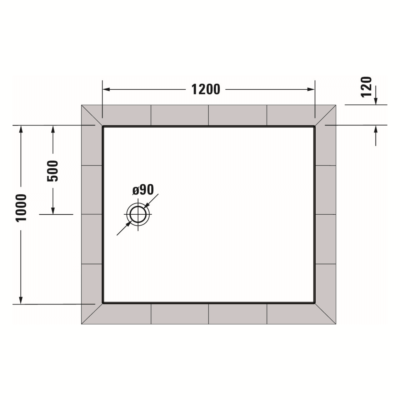 Duravit Duschwanne Tempano 120x100 cm bodenbündig Weiß (720199000000000)