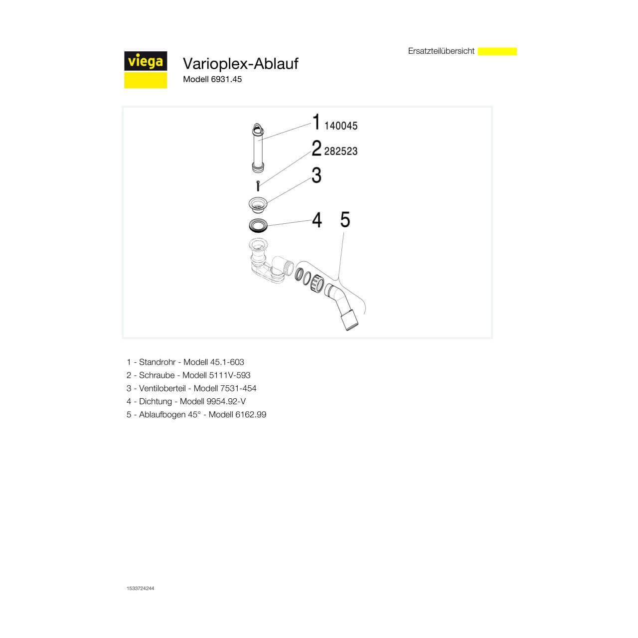 Viega Ablaufgarnitur Varioplex verchromt (101220)