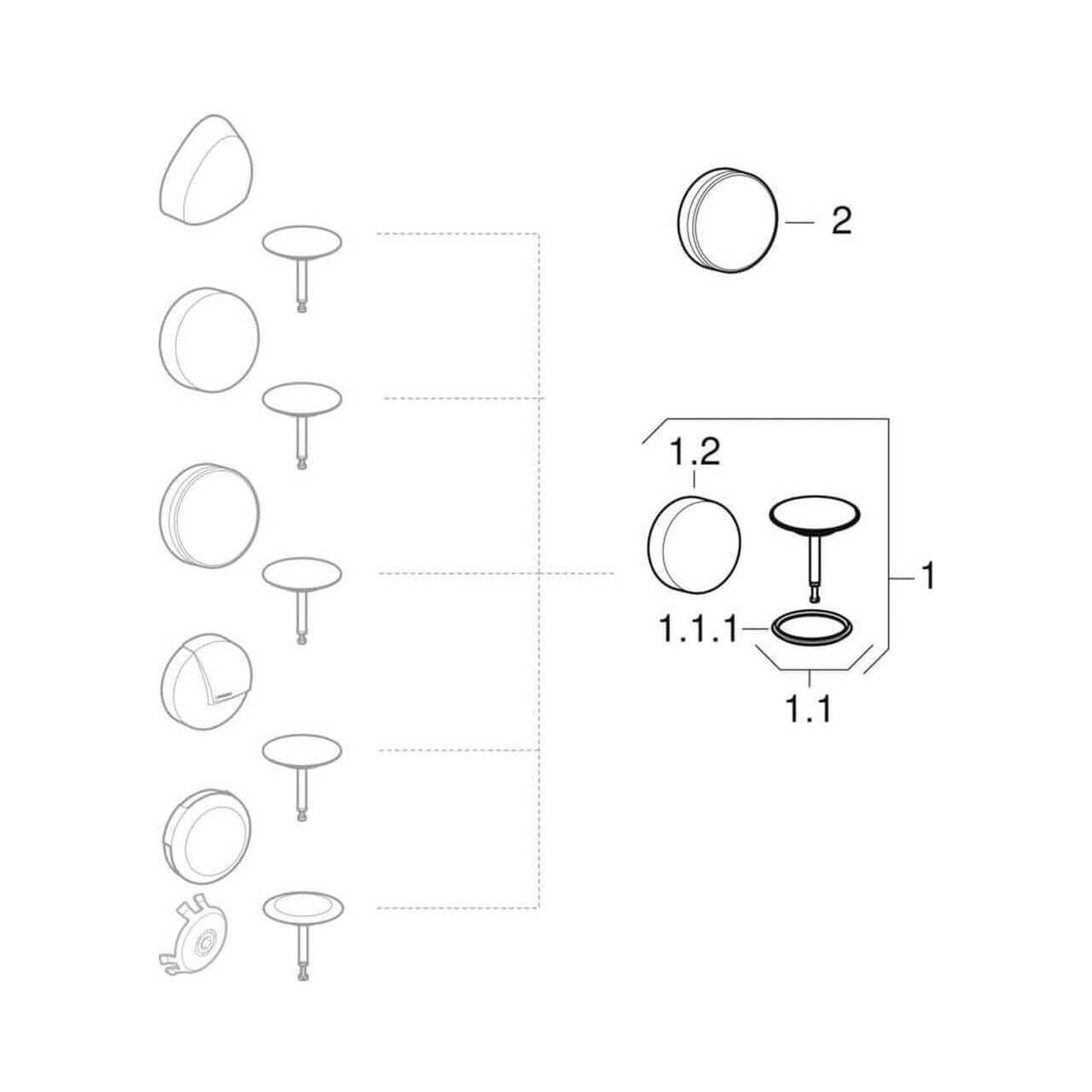Geberit Fertigbauset für Wannenablauf d52, Drehbetätigung Chrom