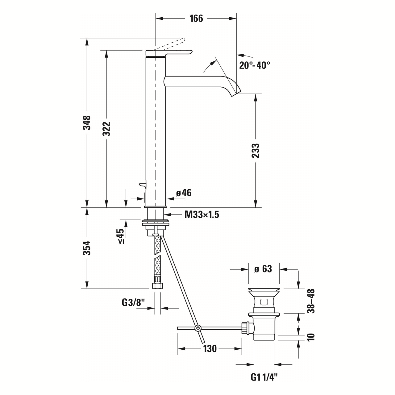 Duravit Waschtischarmatur XL C.1 Schwarz Matt 166 mm ohne Zugstangen-Ablaufgarnitur (C11040002046) – jetzt bei Meds24 Duravit Waschtischarmatur XL C.1 Schwarz Matt 166 mm ohne Zugstangen-Ablaufgarnitur (C11040002046)