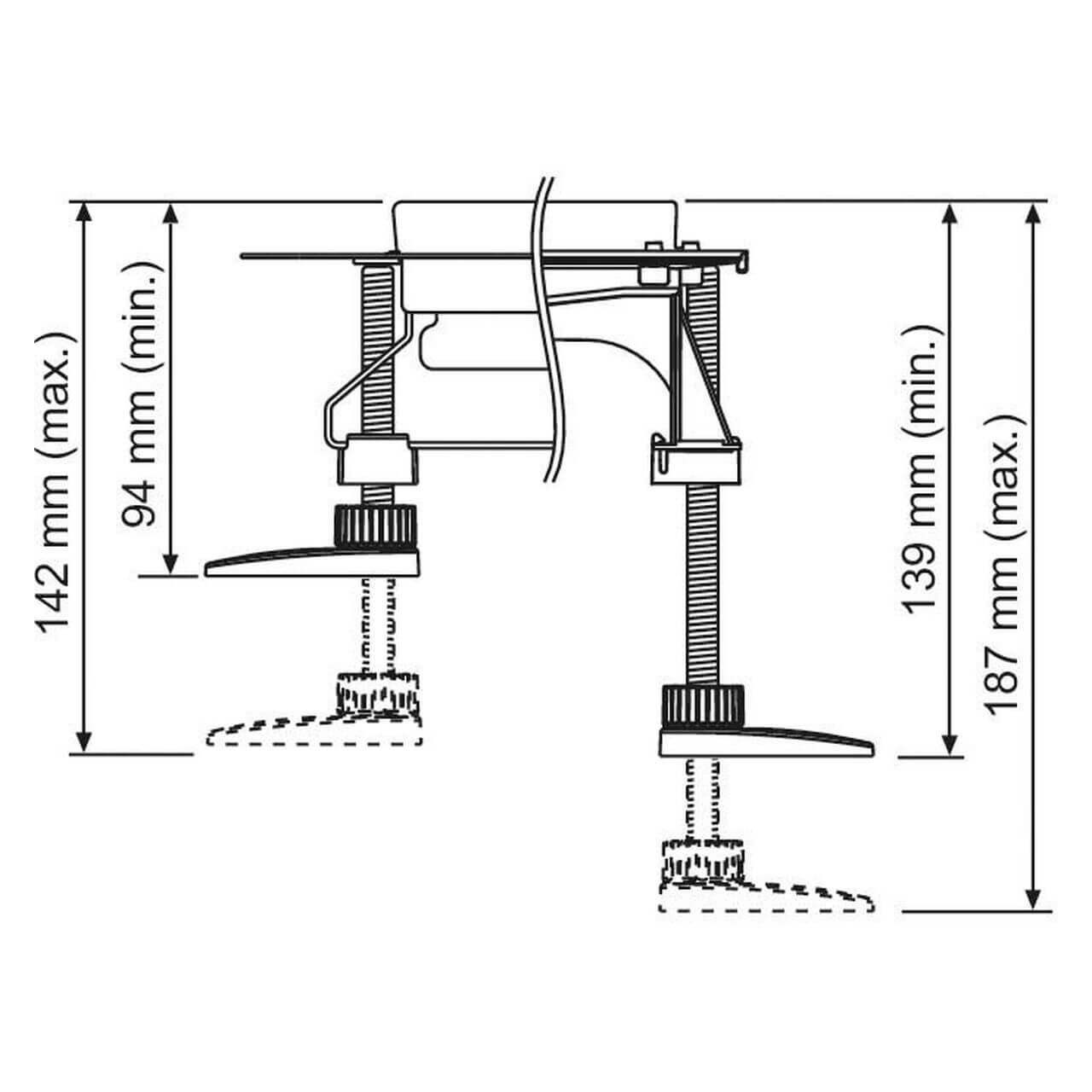 Tece Montagefüße Tecedrainline 92–139 mm schallentkoppelt 4 Stück (660003)