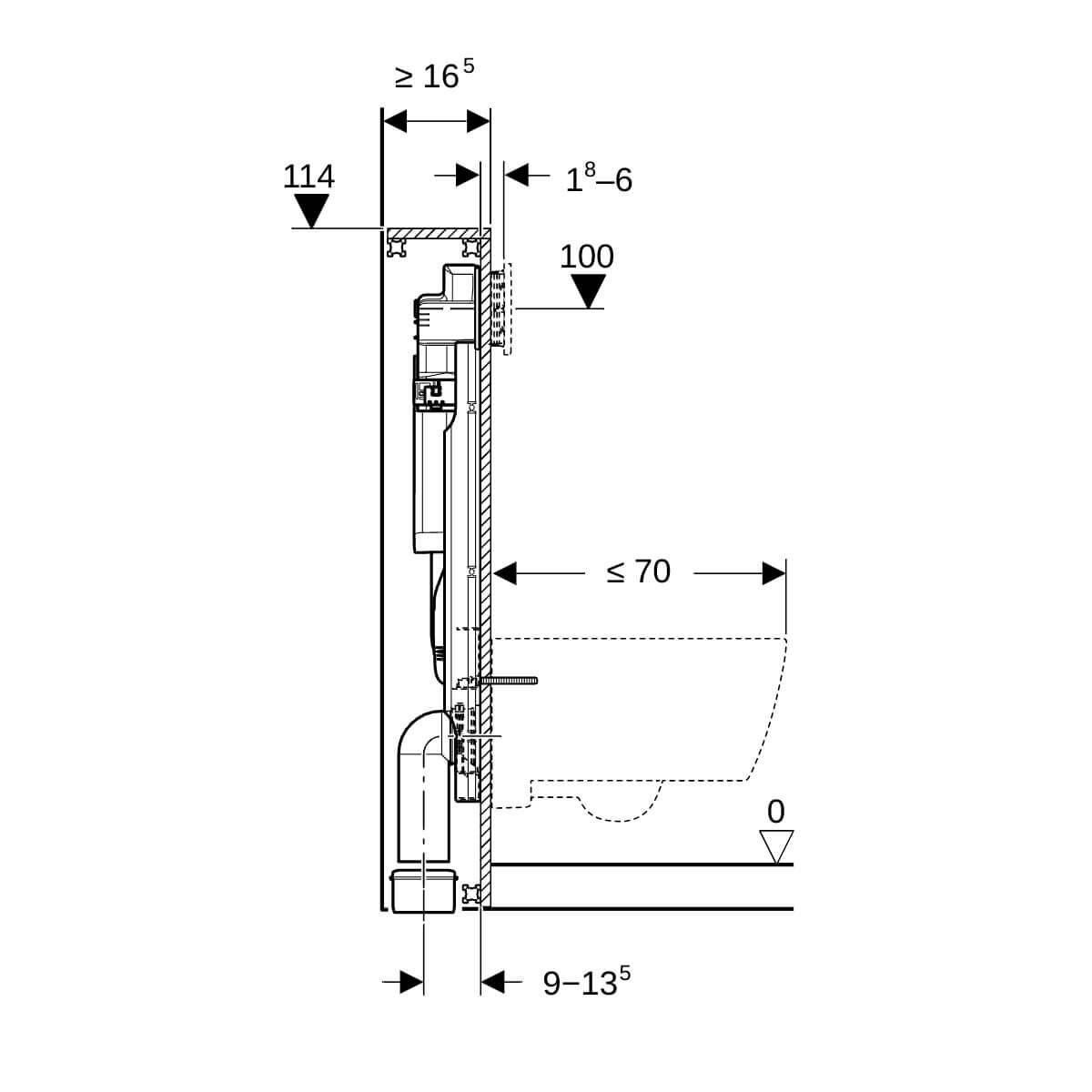 Geberit Wand-WC-Element GIS 114 cm mit Sigma UP-Spülkasten 12 cm