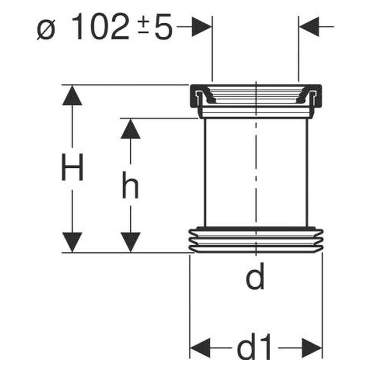 Geberit Anschlussstutzen Ø110 mm mit Manschette, PE-HD, Schwarz