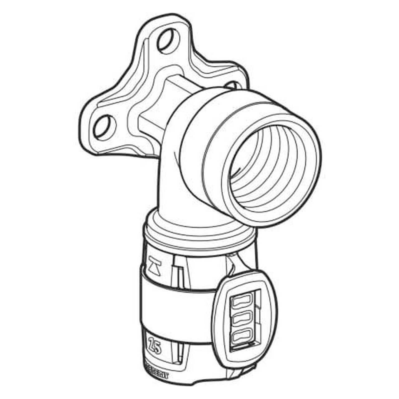 Geberit Anschlusswinkel FlowFit Ø 20 mm x Rp 1/2 x 52 mm 90°