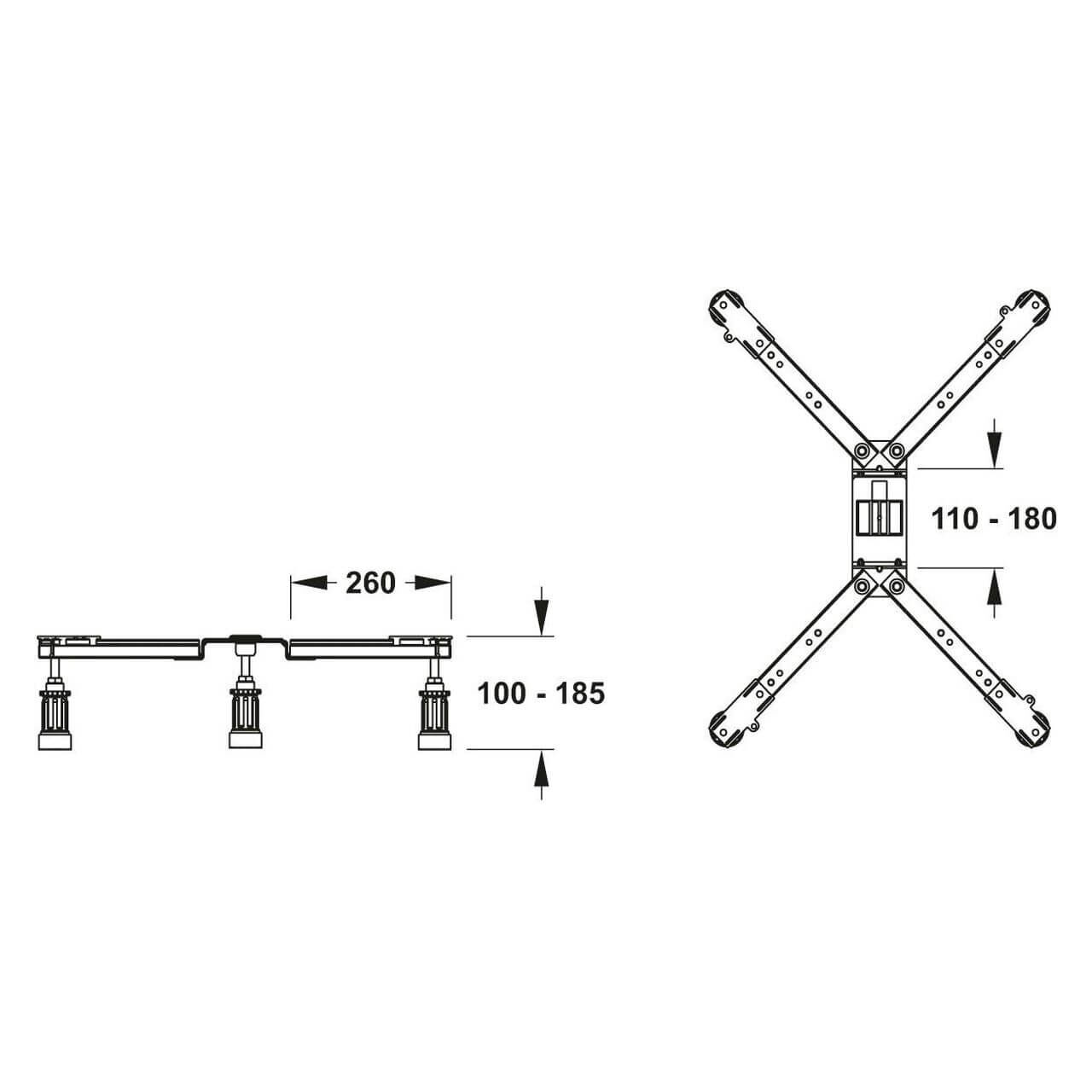 Mepa Duschwannenfuß BW-5 Maxi für Rechteck-, 5-Eck- und Kreis-Duschwannen