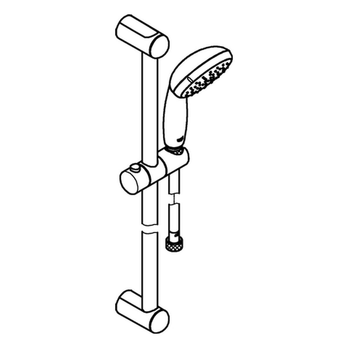 GROHE Brausegarnitur Tempesta 100 II | Brausestange 90 cm | 2 Strahlarten | Chrom | Schlauch 175 cm