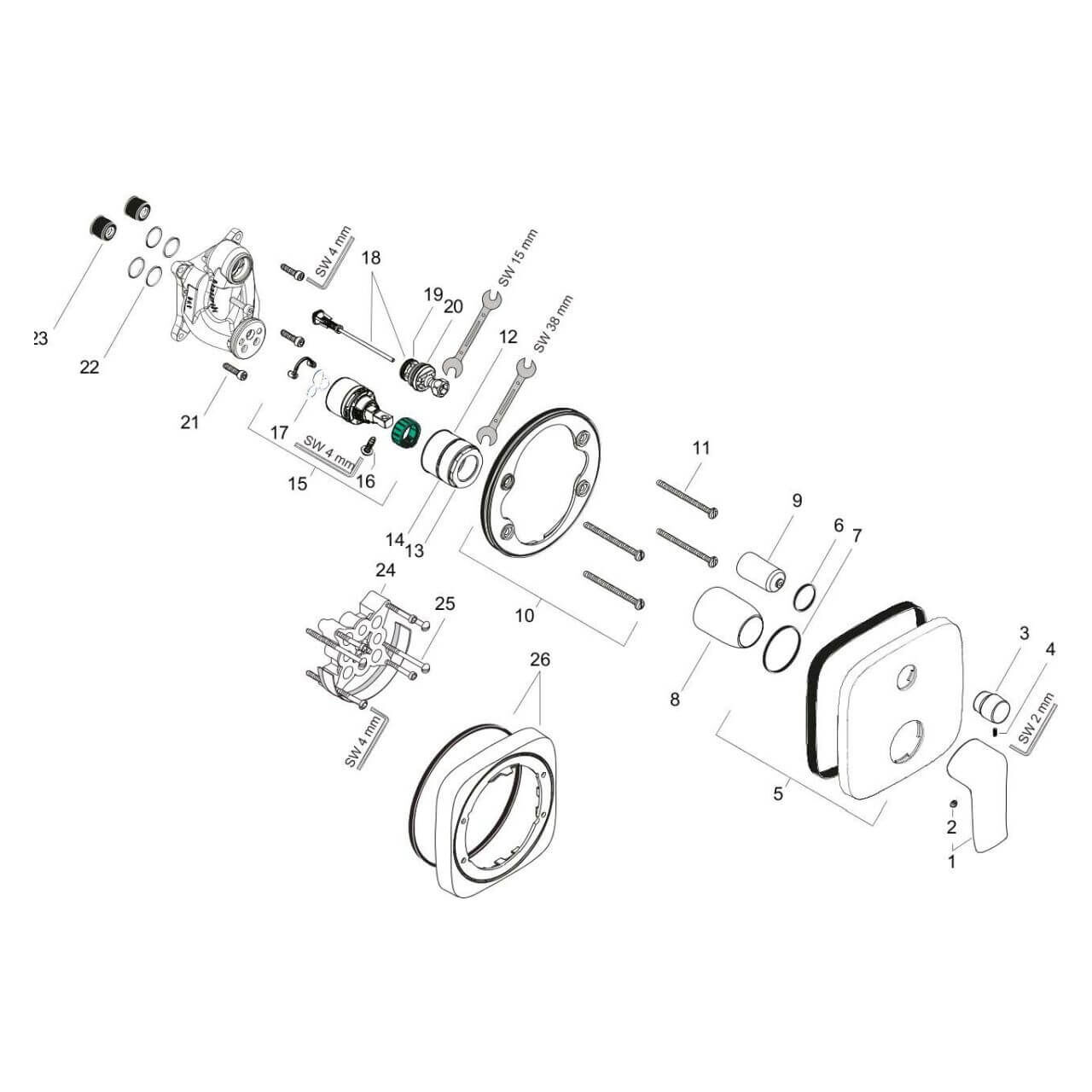 Hansgrohe Badarmatur Metris Chrom Unterputz
