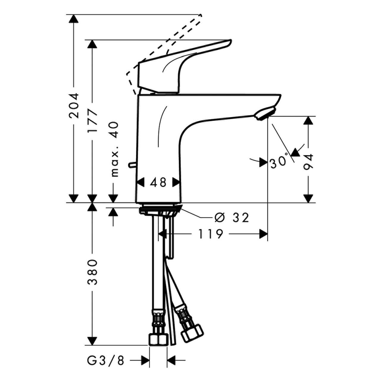 Hansgrohe Waschtischarmatur Focus Chrom 119 mm