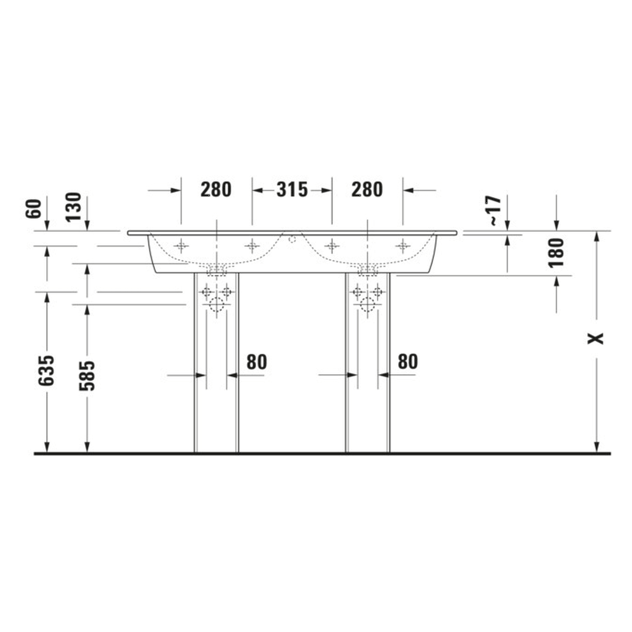 Duravit Doppelwaschtisch Me by Starck 130x49 cm Weiß 2 Hahnlöcher WonderGliss (23361300001) – jetzt bei Meds24 Duravit Doppelwaschtisch Me by Starck 130x49 cm Weiß 2 Hahnlöcher WonderGliss (23361300001)