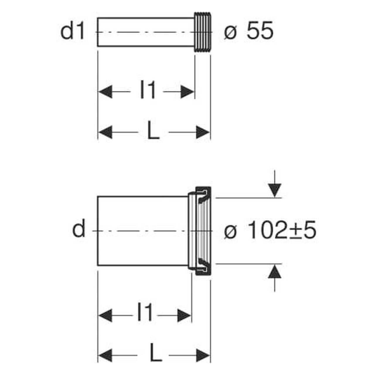 Geberit Anschlussgarnitur Ø110 mm 300 mm für Wand-WC