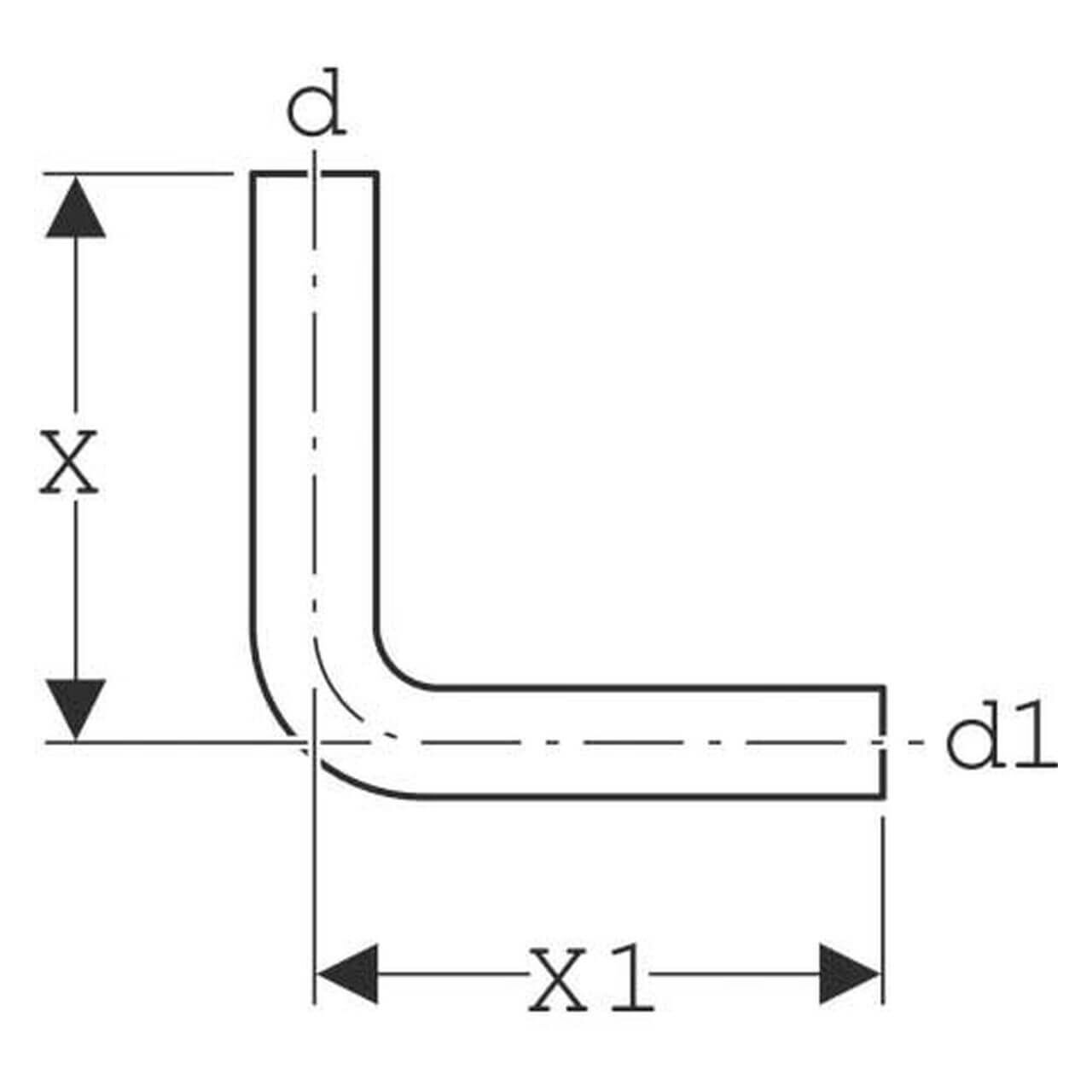Geberit Spülbogen 90° Ø50 mm 39x35 cm Weiß ABS