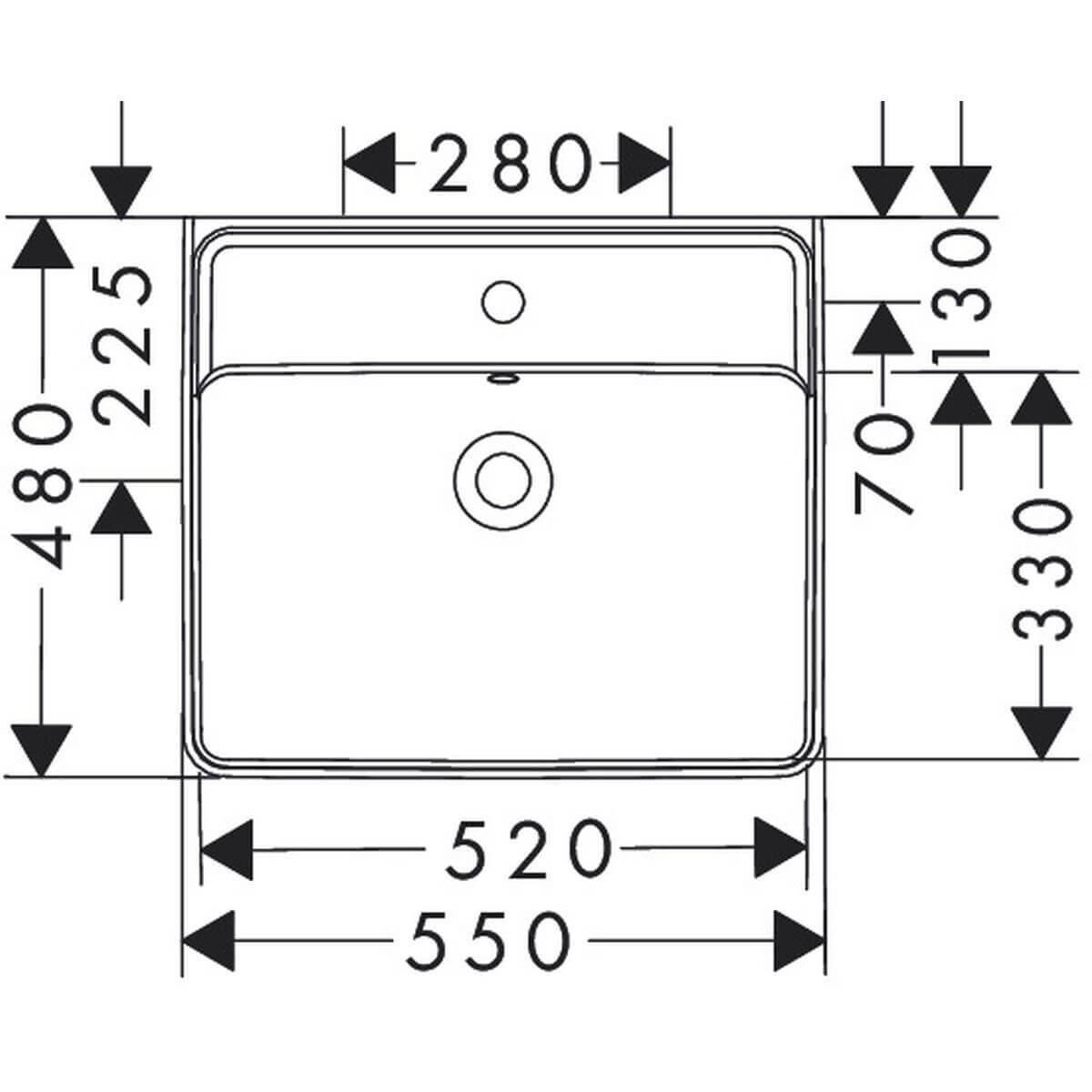 Hansgrohe - Waschtisch - Xanuia Q 550 x 480 mm | Hahnloch | Überlauf