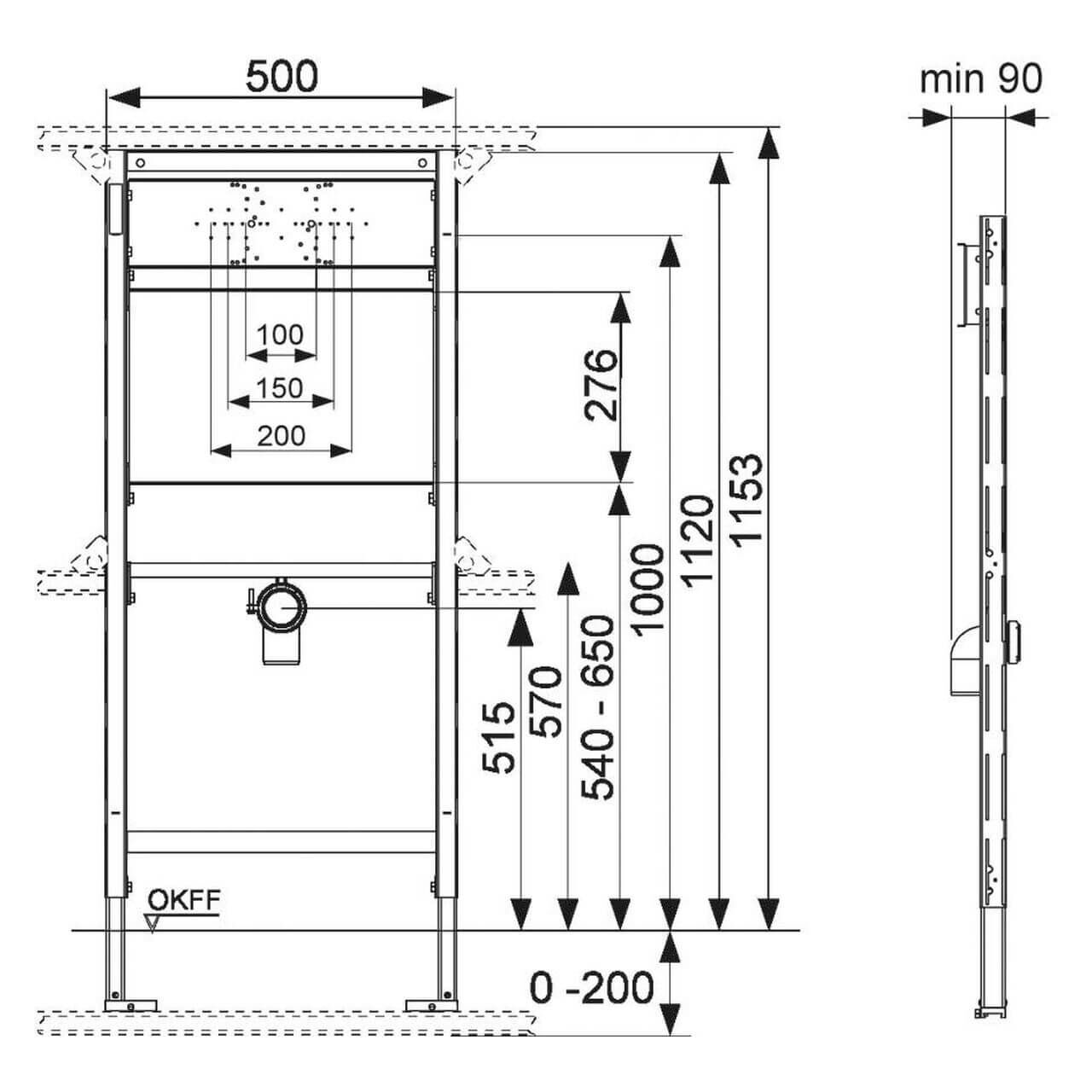 Tece Waschtischmodul Teceprofil 1120 mm für Ausgussbecken
