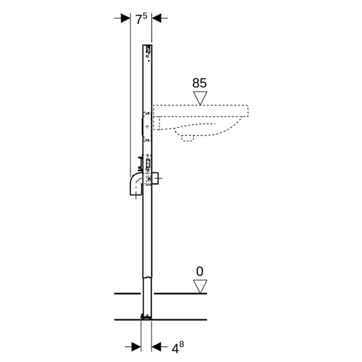 Geberit Duofix Waschtisch-Element 112 cm – für Standarmatur, höhenverstellbar