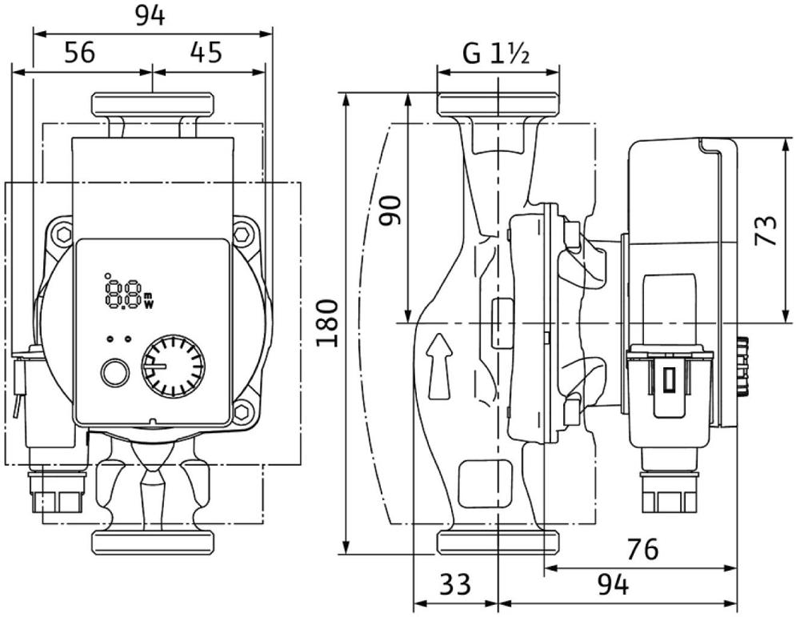 Wilo Hocheffizienz-Pumpe Yonos PICO plus 25/1-4, G 1 1/2, 230 V, 50/60 Hz