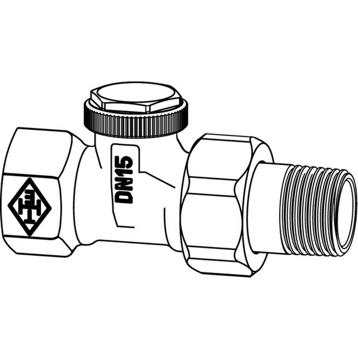 Heimeier Rücklaufverschraubung Regutec DN 20 Durchgang absperrbar Rotguss