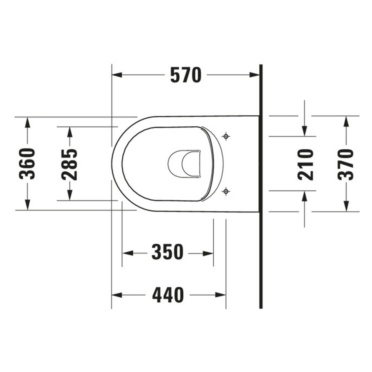 Duravit Wand-Tiefspül-WC Me by Starck, 37 x 57 cm, Rimless, Weiß, WonderGliss (25290900001)