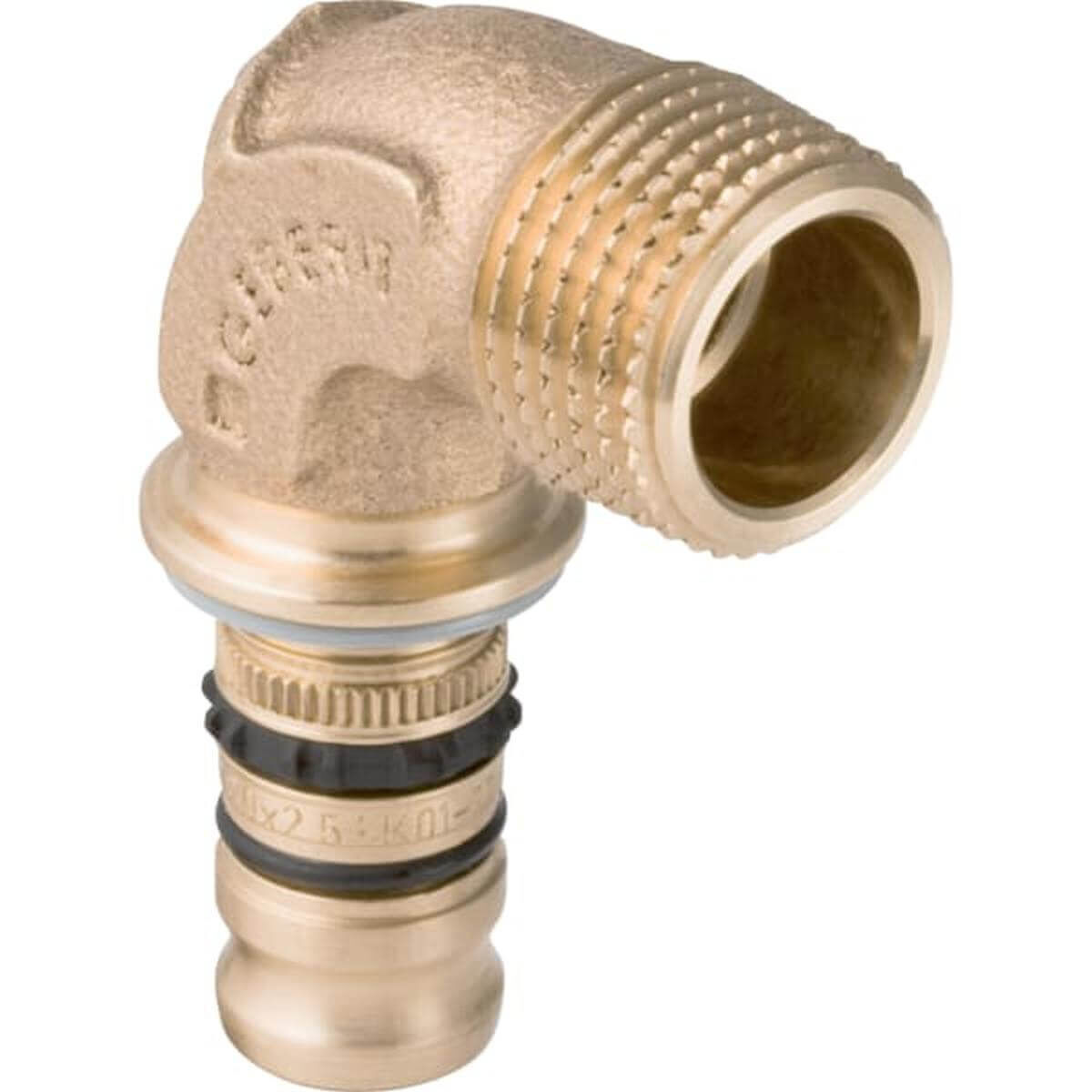 Geberit Übergangsbogen Mepla Ø 16 mm x R 1/2 90° mit AG Rotguss