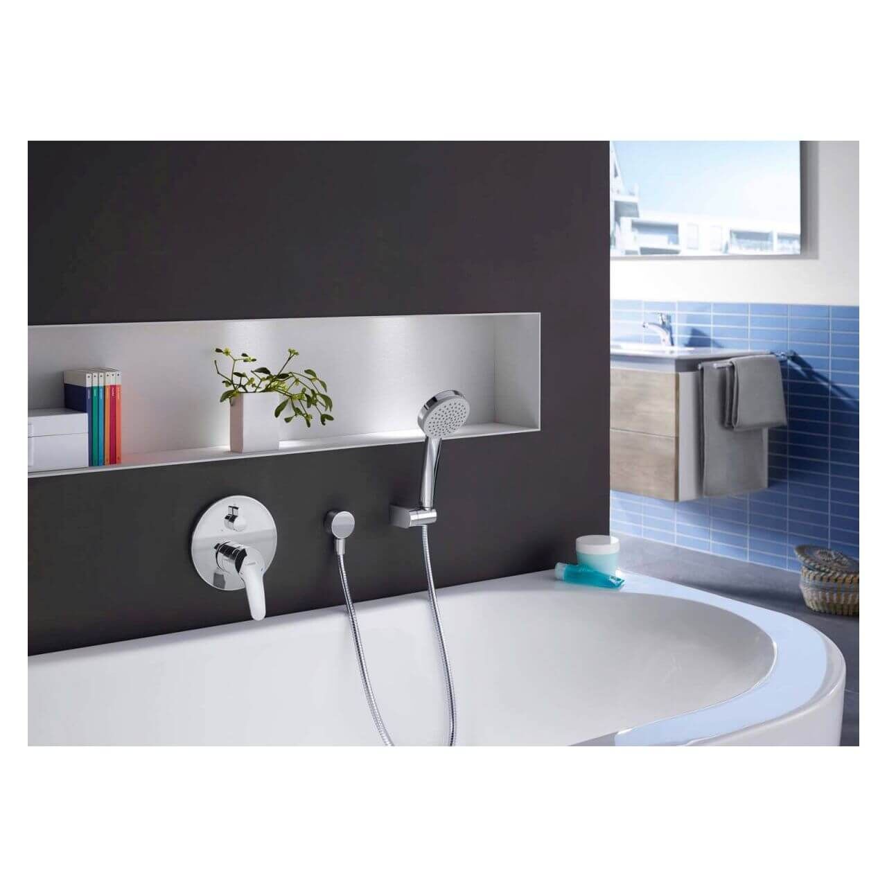 Hansa Badarmatur Hansamix Chrom, UP-Wannen-Einhebelmischer Fertigmontageset