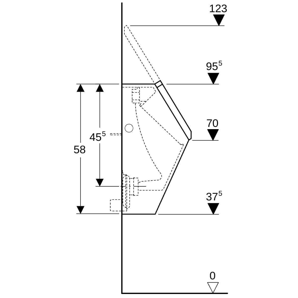 Geberit Urinal Renova Plan weiß mit Deckel Zulauf/Abgang hinten