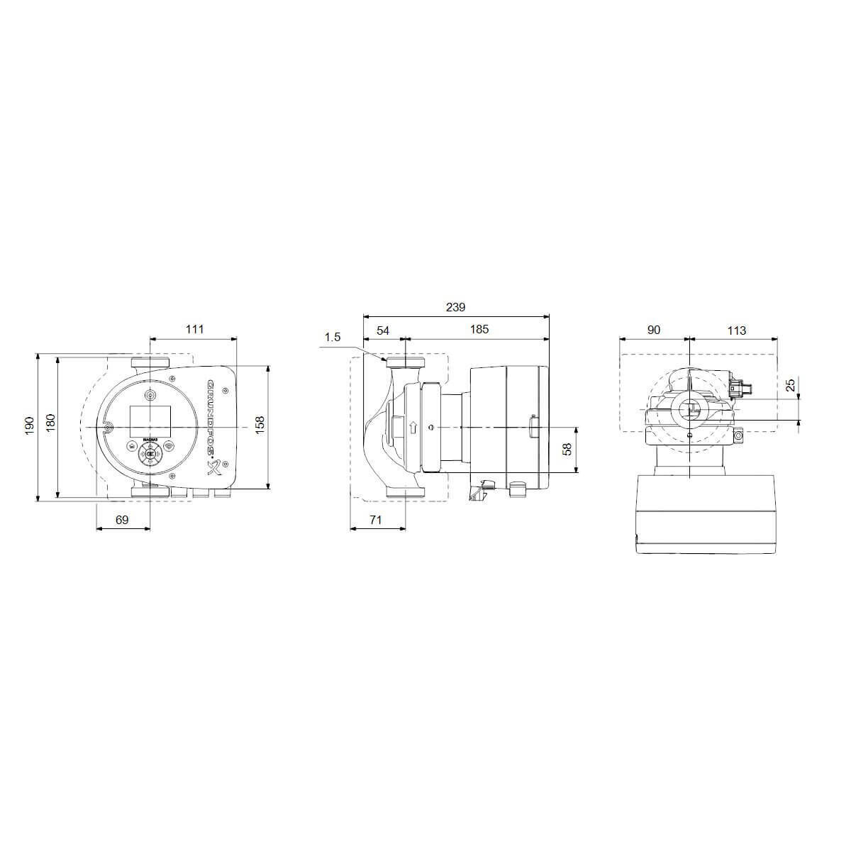 Grundfos Umwälzpumpe MAGNA3 32-40 - G2 180 mm PN10 230 V