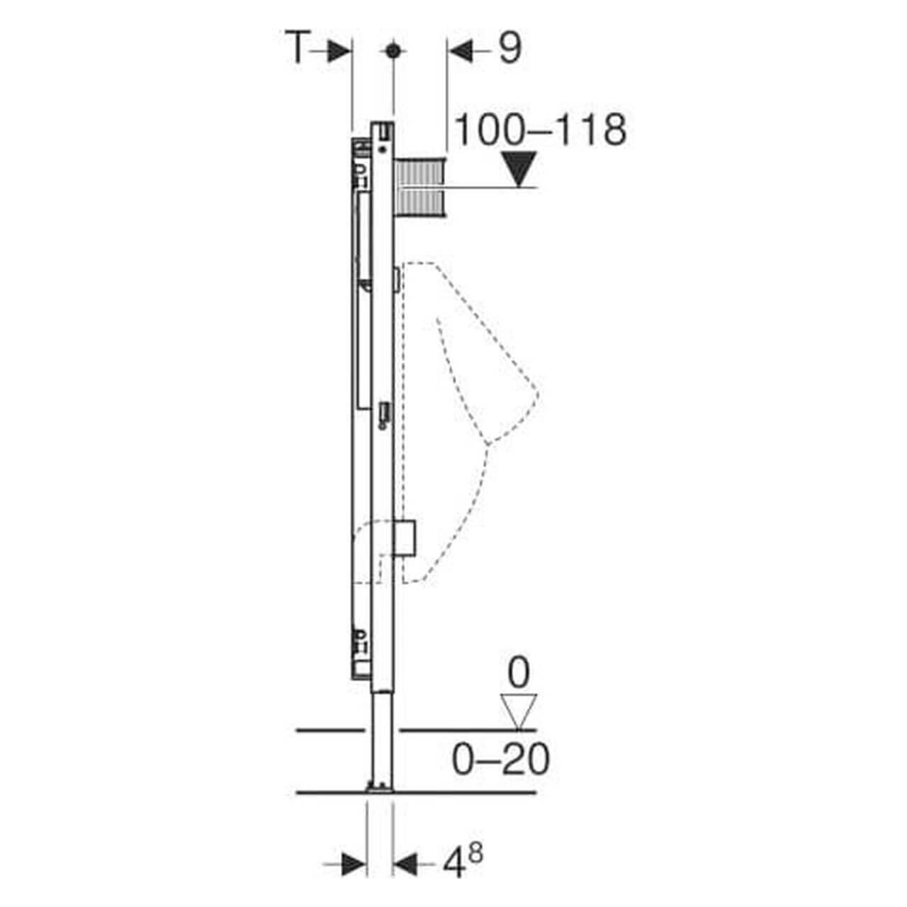 Geberit Urinalelement Duofix 112-130 cm Universell für Trockenbau
