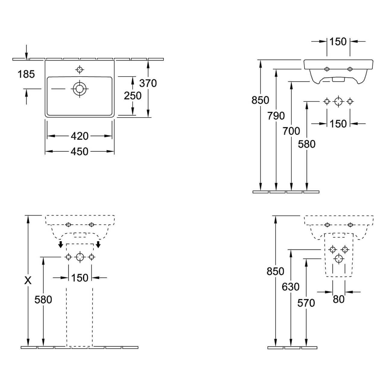 Villeroy & Boch Handwaschbecken Avento 45x37 cm Weiß