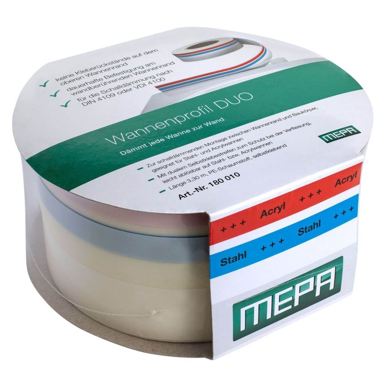 Mepa Wannenprofil DUO Fixlänge 3,30 m selbstklebend
