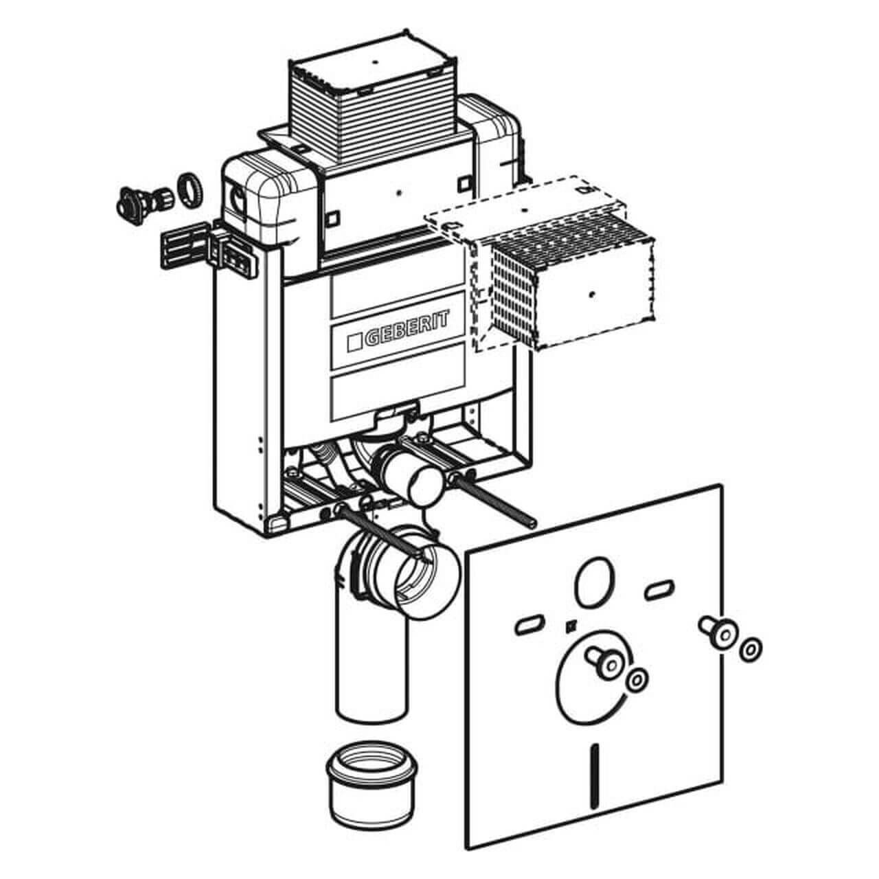 Geberit Wand-WC-Element Kombifix BH 82 cm mit Omega UP-Spülkasten