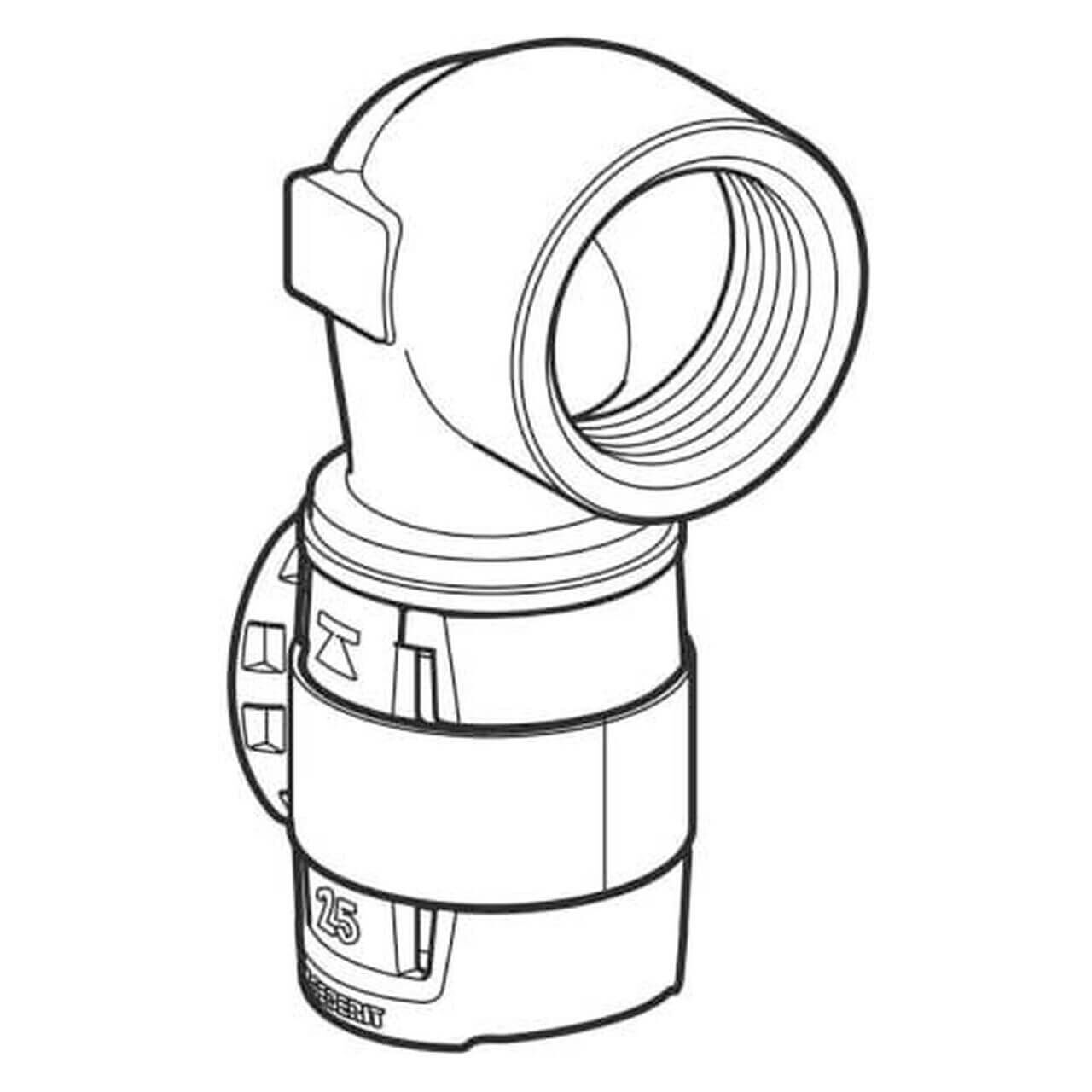 Geberit Übergangsbogen FlowFit Ø 25 mm R 1 90° mit Innengewinde