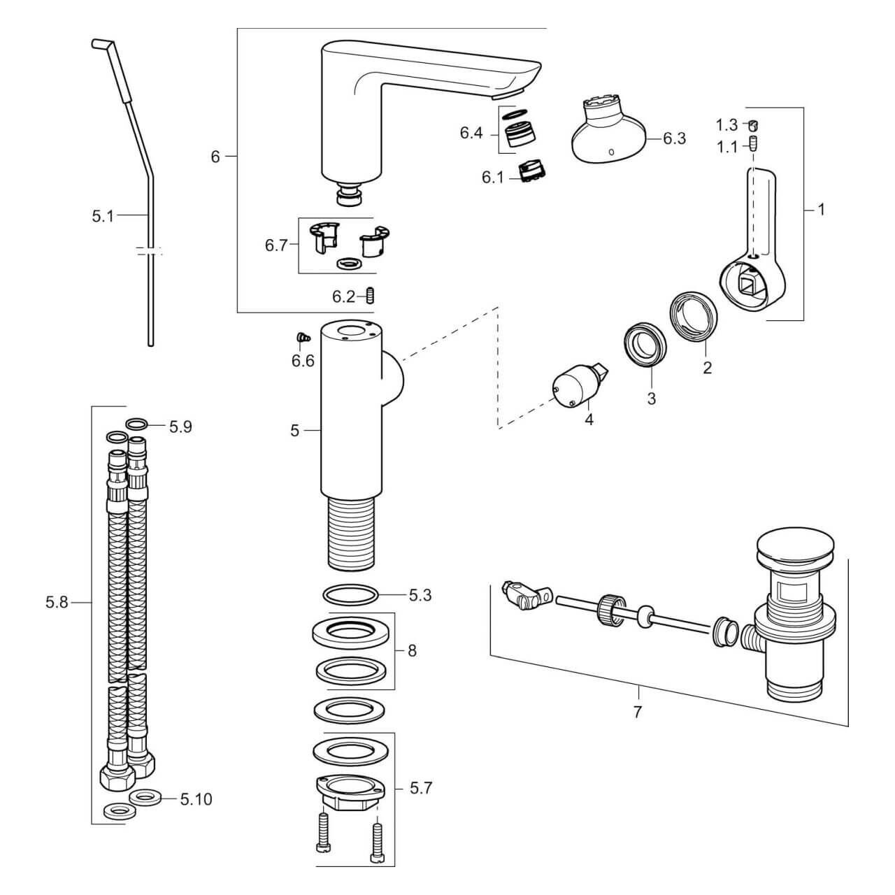 Hansa Waschtischarmatur Hansaligna Chrom DN 15 mit Ablaufgarnitur